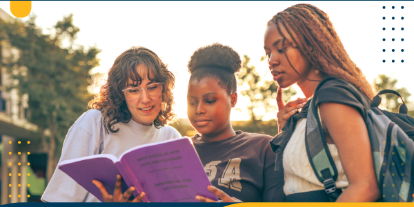 Students reading a book